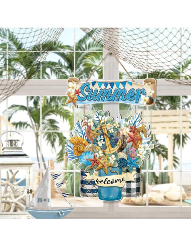 Celestdeco Colgante de Puerta Verano Náutico 29x29 cm