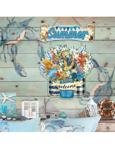 Celestdeco Colgante de Puerta Verano Náutico 29x29 cm