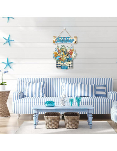 Celestdeco Colgante de Puerta Verano Náutico 29x29 cm