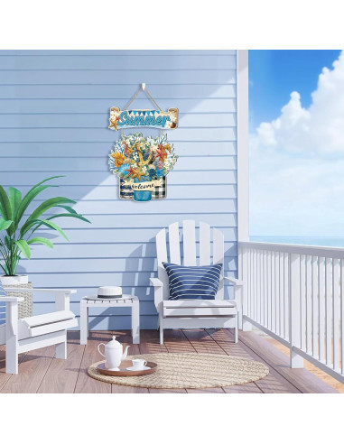 Celestdeco Colgante de Puerta Verano Náutico 29x29 cm