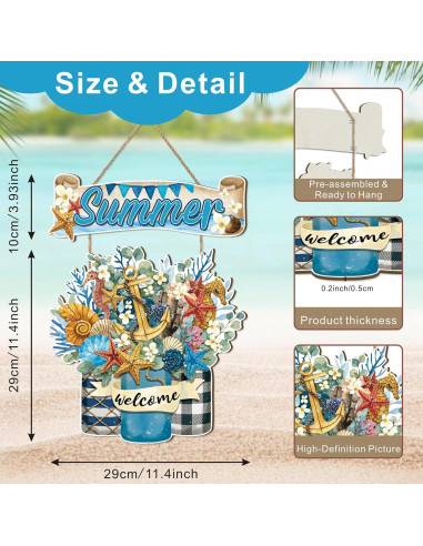 Celestdeco Colgante de Puerta Verano Náutico 29x29 cm