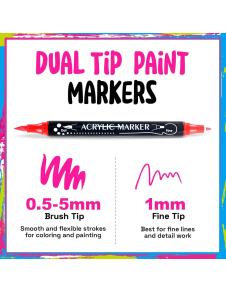 24 Marcadores de Pintura Acrílica Coogert Doble Punta 306g