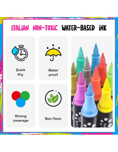 24 Marcadores de Pintura Acrílica Coogert Doble Punta 306g