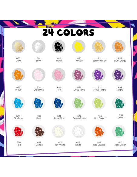 24 Marcadores de Pintura Acrílica Coogert Doble Punta 306g