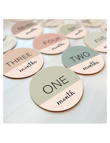 Círculos de Hitos Mensuales para Bebés Cephira - 6 Señales de Madera