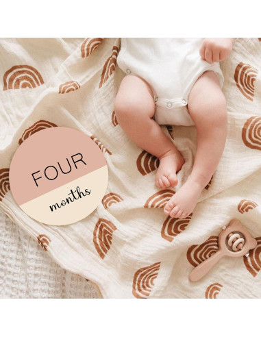 Círculos de Hitos Mensuales para Bebés Cephira - 6 Señales de Madera