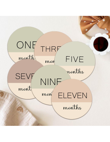 Círculos de Hitos Mensuales para Bebés Cephira - 6 Señales de Madera