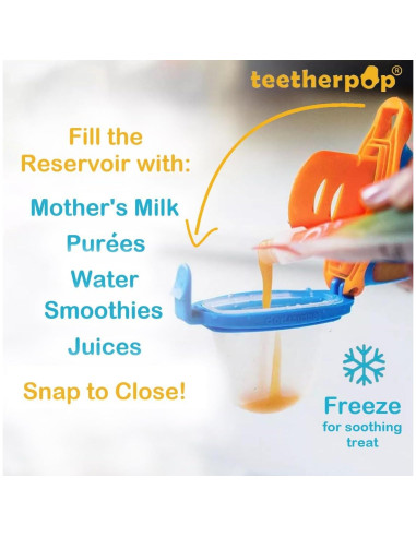 Mordedor Rellenable Teetherpop Azul - Silicona para Bebés 2 Pcs