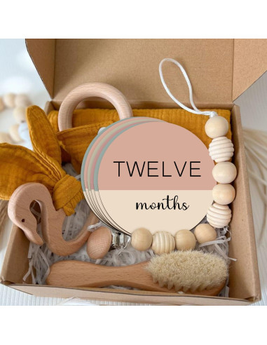 Círculos de Hitos Mensuales para Bebés Cephira - 6 Señales de Madera