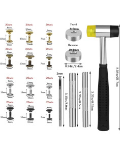 Kit de Remaches de Cuero TLKKUE 240 Piezas con Martillo 2