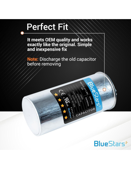 Capacitor Redondo Doble Función 70+7.5 MFD BlueStars - Paquete de 2