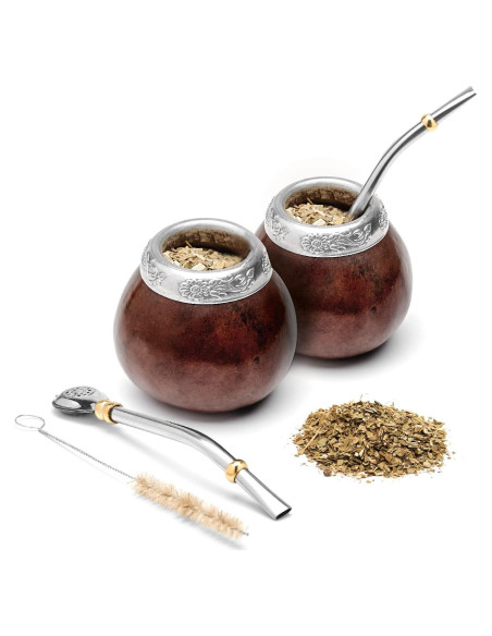 Conjunto de Gourd de Yerba Mate BALIBETOV - 2 Tazas y Bombillas