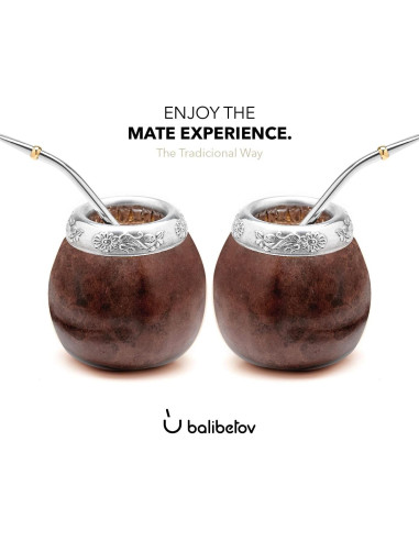 Conjunto de Gourd de Yerba Mate BALIBETOV - 2 Tazas y Bombillas