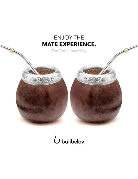 Conjunto de Gourd de Yerba Mate BALIBETOV - 2 Tazas y Bombillas