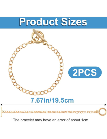 Cadenas de Pulsera DIY Isslly 2 PCS Aleación Dorado 19.5 cm