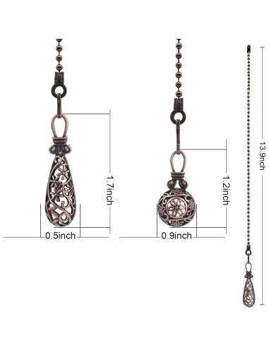 Cadena de Tirar para Ventilador de Techo Dotlite Retro 35 cm Bronce 2Pack
