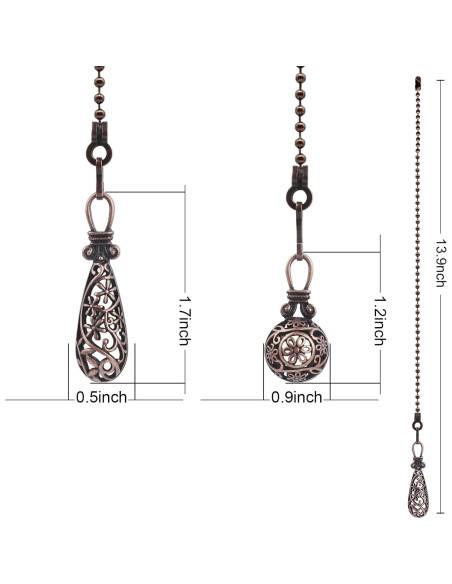 Cadena de Tirar para Ventilador de Techo Dotlite Retro 35 cm Bronce 2Pack