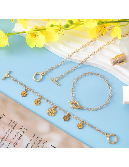 Cadenas de Pulsera DIY Isslly 2 PCS Aleación Dorado 19.5 cm