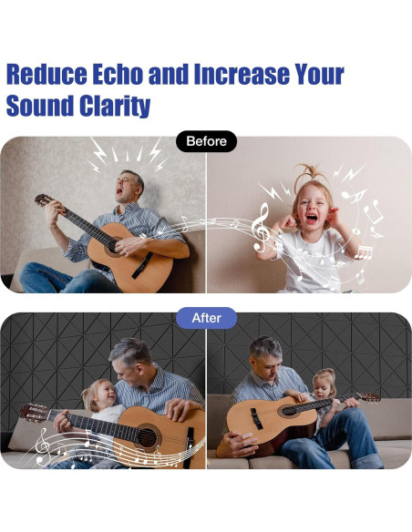 Paquete de 12 Paneles Acústicos Autoadhesivos 30.48 cm - Negro