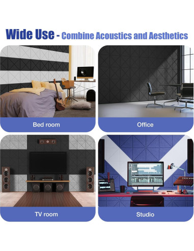 Paquete de 12 Paneles Acústicos Autoadhesivos 30.48 cm - Negro