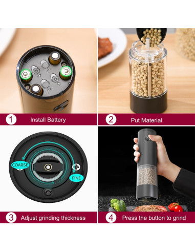 Juego de Molinillos Eléctricos de Sal y Pimienta Aisining 95ml