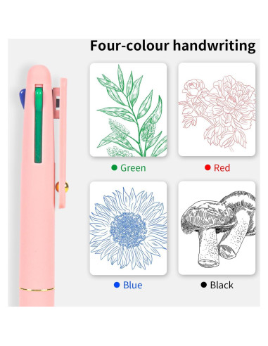 Bolígrafos Multicolor Ddaowanx 4-en-1 0.5mm Suave - 12 Pcs