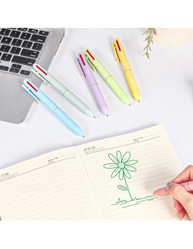 Bolígrafos Multicolor Ddaowanx 4-en-1 0.5mm Suave - 12 Pcs