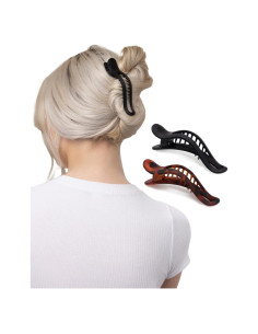 Clips de Garra Planos Kitsch - 2 Piezas Negro y Tortuga