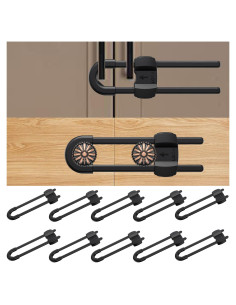 Cerraduras de Gabinete de Seguridad Ajustables Negras - 10 Piezas