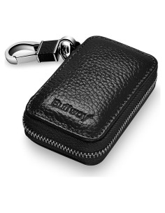 Funda de Llave de Coche Buffway de Cuero Genuino - Negro