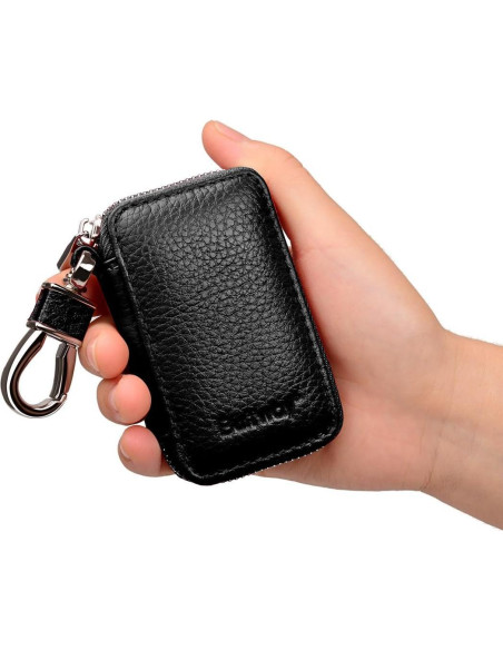 Funda de Llave de Coche Buffway de Cuero Genuino - Negro