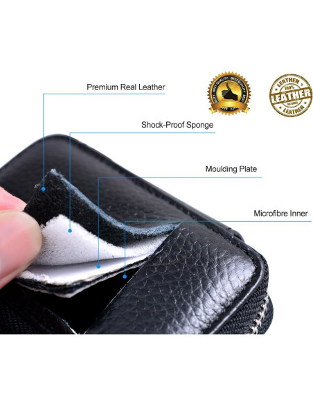 Funda de Llave de Coche Buffway de Cuero Genuino - Negro