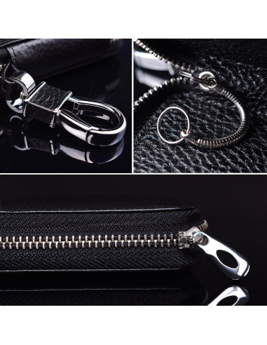 Funda de Llave de Coche Buffway de Cuero Genuino - Negro