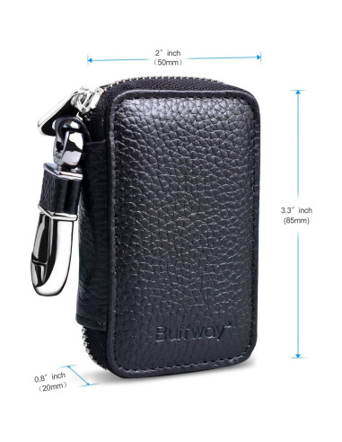 Funda de Llave de Coche Buffway de Cuero Genuino - Negro