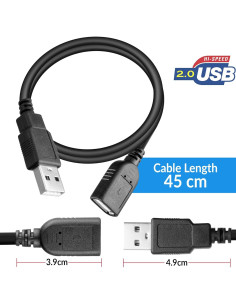 Cable de Extensión USB 2.0 Macho a Hembra SaiTech IT 45cm 2 Pack 2