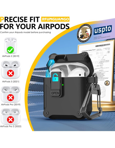 Funda Protectora RFUNGUANGO para AirPods 1ra/2da - Negro
