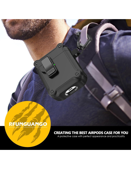 Funda Protectora RFUNGUANGO para AirPods 1ra/2da - Negro
