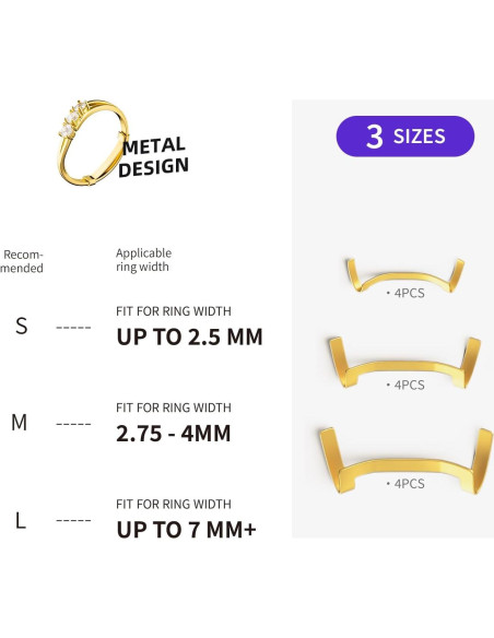 Conjunto de 12 Protectores de Anillo de Metal ELETIUO - 3 Tamaños