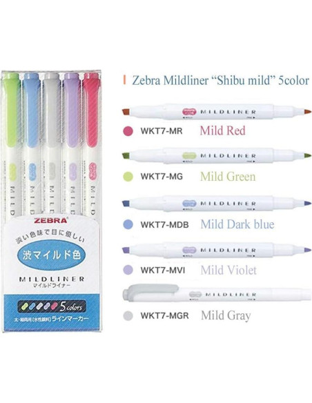 Marcadores Pastel Zebra Mildliner WKT7 - Paquete de 25
