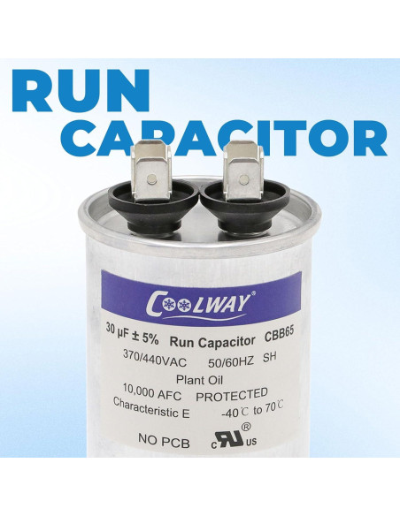Capacitor de Arranque Doble COOLWAY 30uF 370/440V CBB65 Capacitor de Arranque Doble COOLWAY 30uF 370/440V CBB65