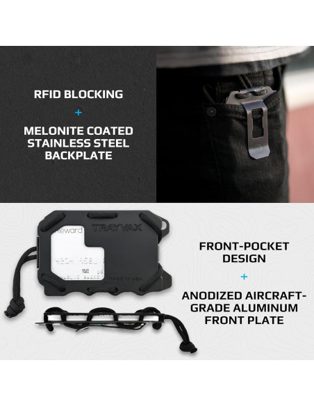 Billetera Trayvax Original 2.0 RFID Minimalista Negra Billetera Trayvax Original 2.0 RFID Minimalista Negra