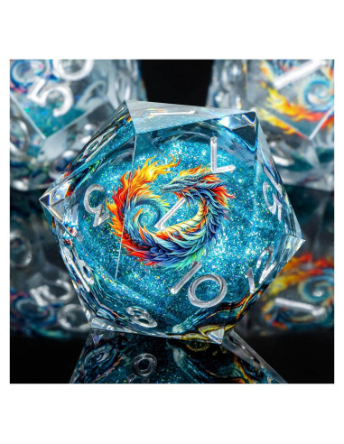 Conjunto de Dados D&D OUKELANWO Líquido Azul 7 Piezas