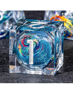 Conjunto de Dados D&D OUKELANWO Líquido Azul 7 Piezas 2