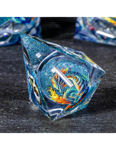 Conjunto de Dados D&D OUKELANWO Líquido Azul 7 Piezas