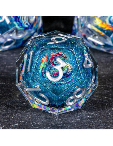 Conjunto de Dados D&D OUKELANWO Líquido Azul 7 Piezas