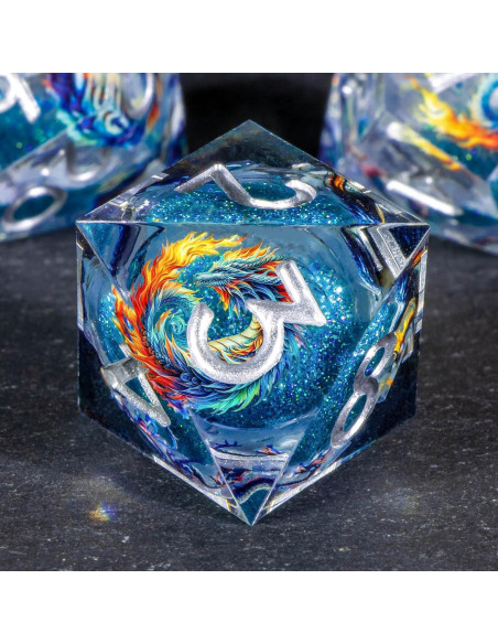 Conjunto de Dados D&D OUKELANWO Líquido Azul 7 Piezas