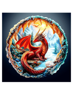 Rompecabezas de Madera 3D DOCRAGI Dragón Carmesí 95 Piezas