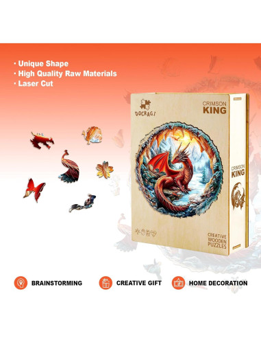 Rompecabezas de Madera 3D DOCRAGI Dragón Carmesí 95 Piezas