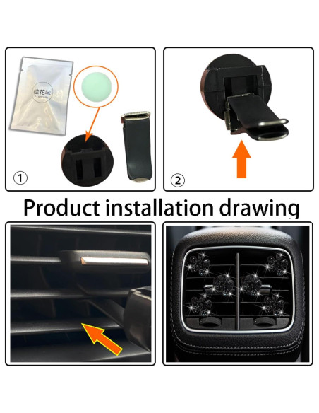 Clip de Perfume para Coche Jowxsx 4 Pcs Diseño Mariposa Negro