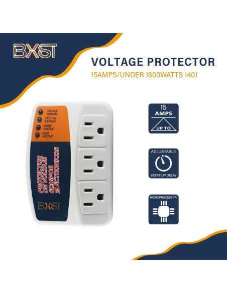 Protector de Sobretensión BXST V008 15A 1800W 140J Protector de Sobretensión BXST V008 15A 1800W 140J